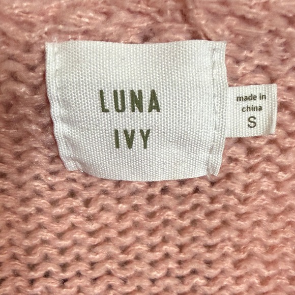 Anthropologie Luna Ivy Pink 3D Cherry Knit Cardigan Sweater Small Chunky Spring - Picture 4 of 12